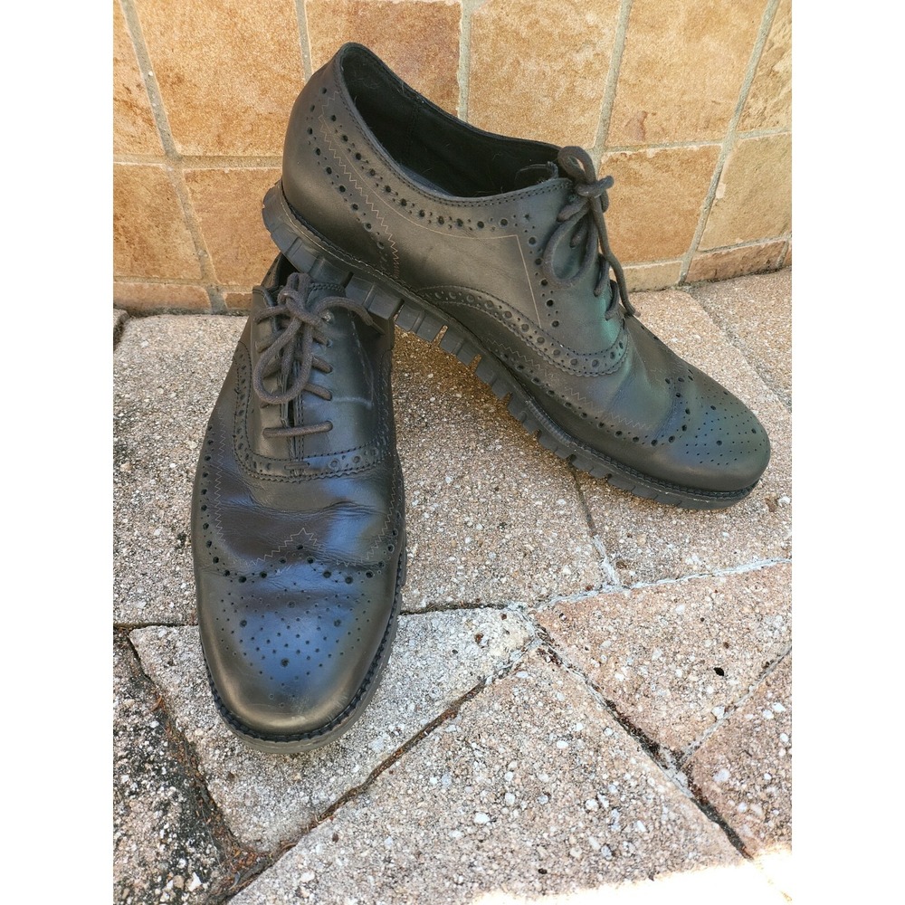 Cole Haan Men's Black Grand OS Wingtip Leather Oxford Dress Shoes 11M